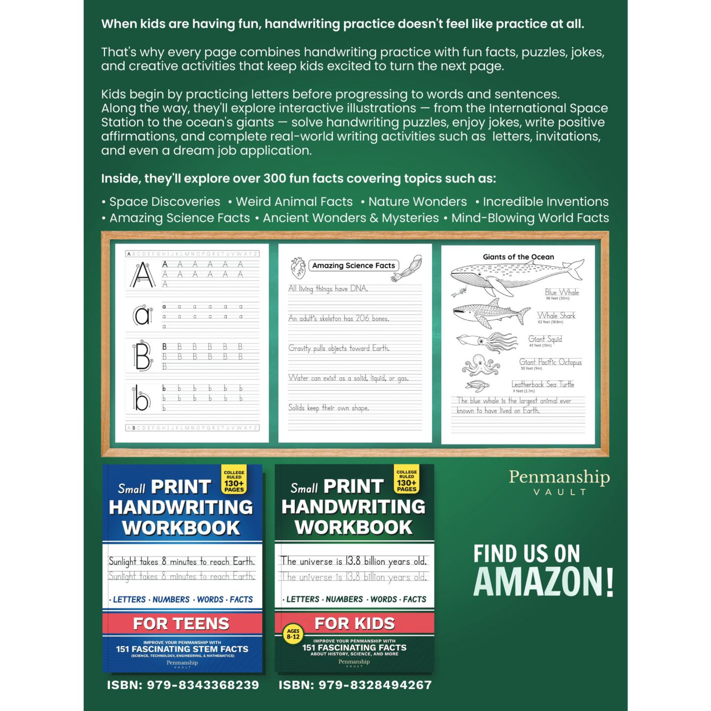 The Print Handwriting Workbook for Kids Ages 8-10: Interactive Handwriting Practice with 300+ Fun Facts — Plus Jokes, Puzzles & Engaging Writing Activities