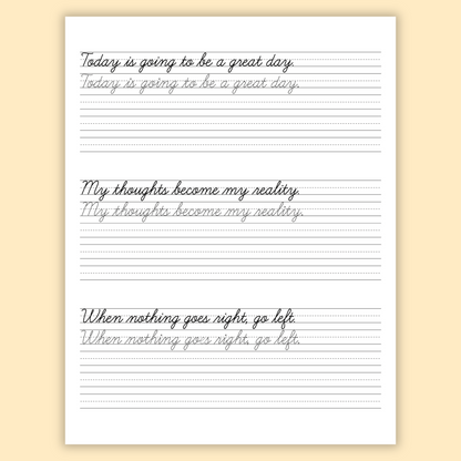 Cursive Handwriting Workbook for Adults: Learning Cursive with Positive Affirmations & Inspirational Quotes