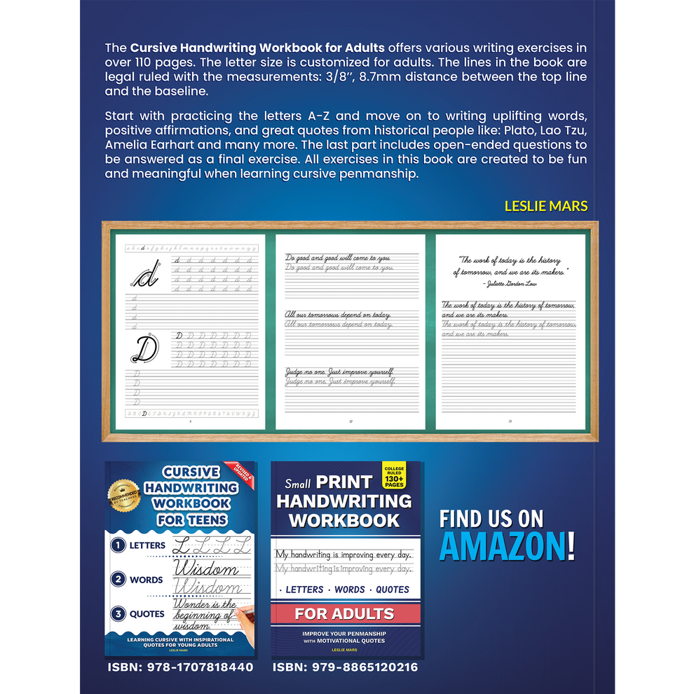 Cursive Handwriting Workbook for Adults: Learning Cursive with Positiv ...