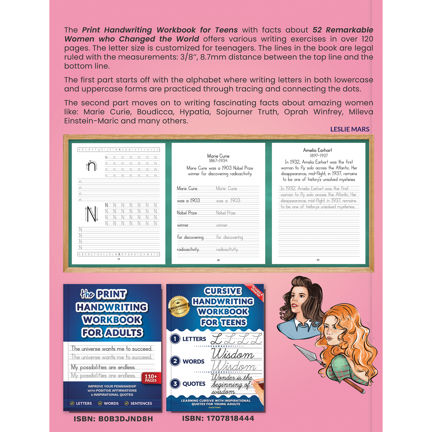 Print Handwriting Workbook for Teens: Improve your Penmanship with Facts about 52 Remarkable Women who Changed the World